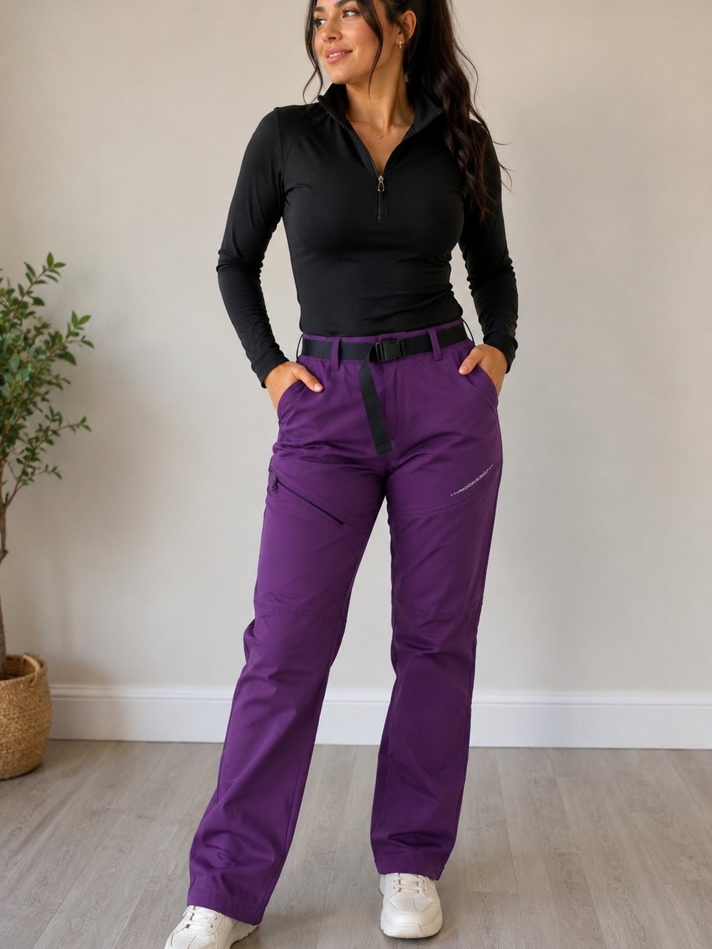 Purple Urban Outdoor Women's Outdoor hiking Pants with Belt Size S